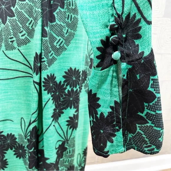 FREE PEOPLE Mixed Print Twist Dress in Green - Picture 4 of 10